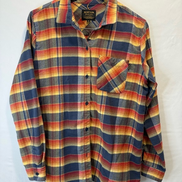 Burton Vibrant Gorpcore grunge Plaid Flannel Button-Down Shirt Size Large - Picture 1 of 10